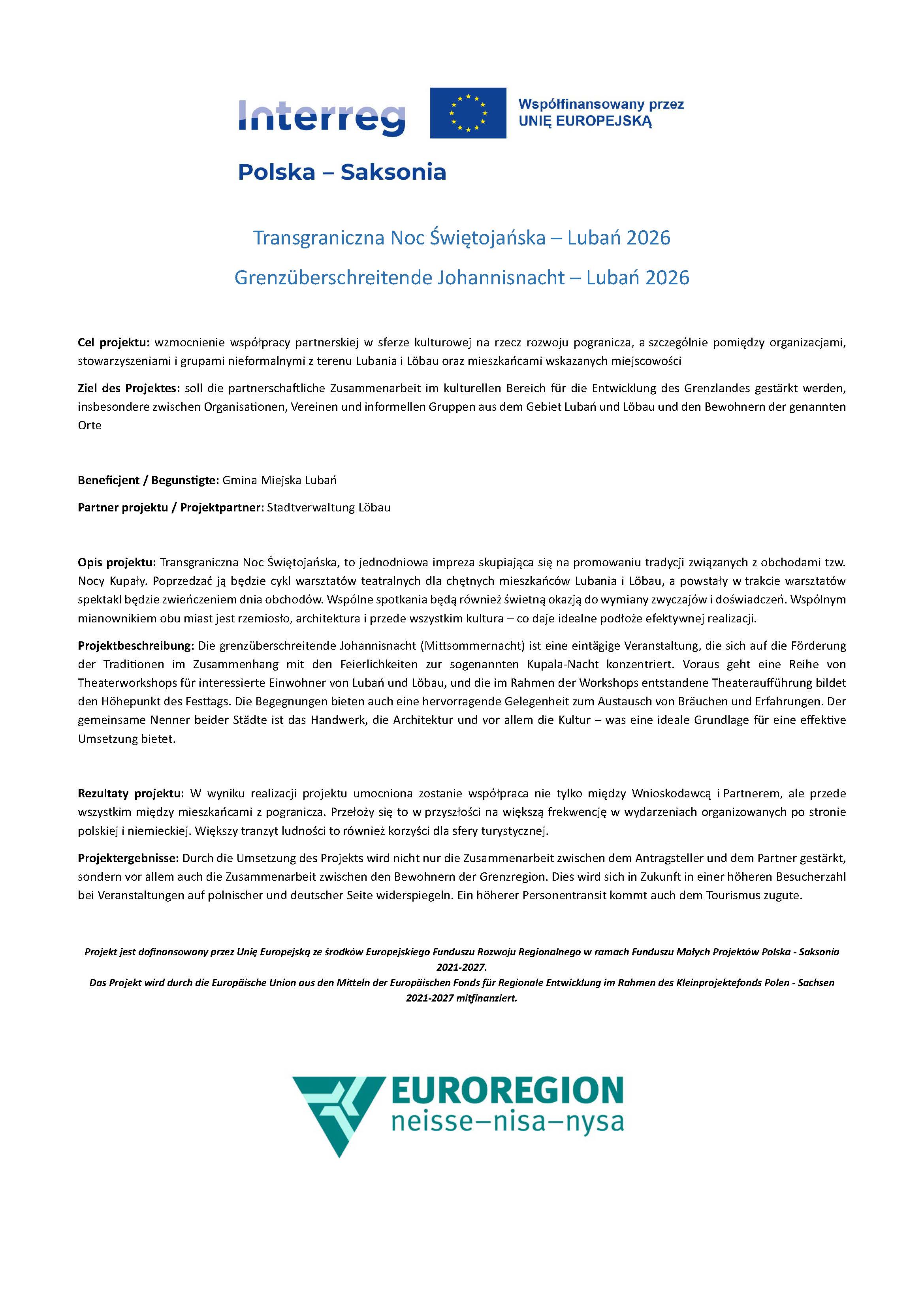 Grenz&uuml;berschreitende Johannisnacht &ndash; Lubań 2026