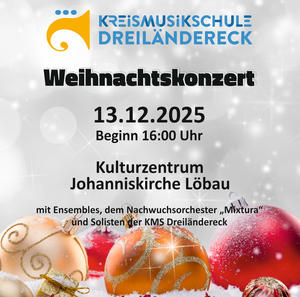 Titelbild der Veranstaltung Weihnachtskonzert der Kreismusikschule Dreiländereck