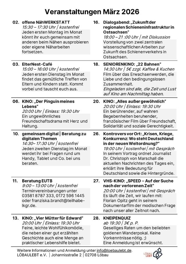 Titelbild der Veranstaltung Veranstaltungen bei LöbauLebt