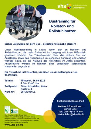 Titelbild der Veranstaltung Bustraining für Rollator- und Rollstuhlnutzer