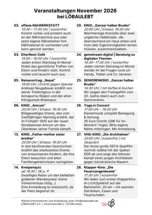 Titelbild der Veranstaltung Veranstaltungen im November bei LöbauLebt